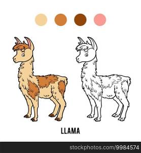Coloring book for children, llama
