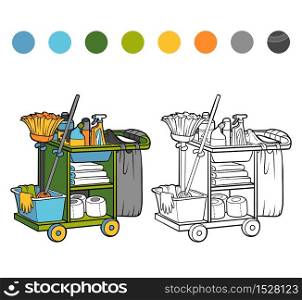 Coloring book for children, Maid cart