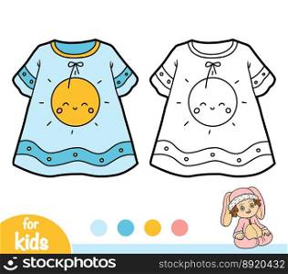 Coloring book for children, Nightdress with cute sun