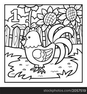 Coloring book for children, One rooster
