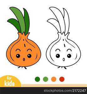 Coloring book for children, Onion with a cute face