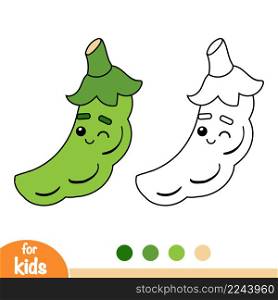 Coloring book for children, Peas with a cute face