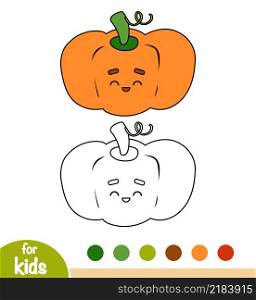 Coloring book for children, Pumpkin with a cute face