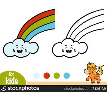 Coloring book for children, Rainbow and cloud