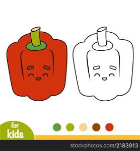 Coloring book for children, Red pepper with a cute face