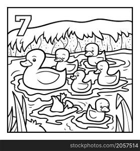 Coloring book for children, Seven ducks