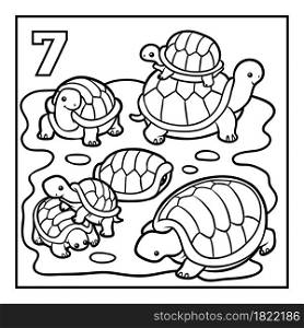 Coloring book for children, Seven tortoises
