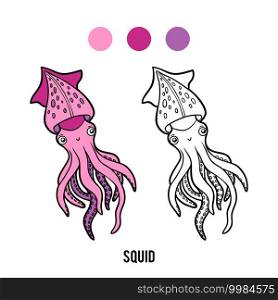 Coloring book for children, Squid