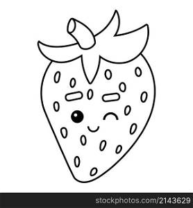 Coloring book for children, Strawberry with a cute face