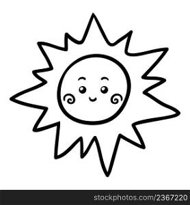 Coloring book for children, Sun with a cute face