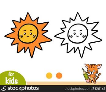 Coloring book for children, Sun with a cute face