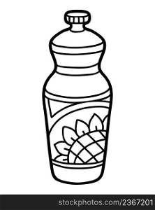 Coloring book for children, Sunflower oil in plastic bottle