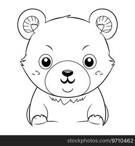 Coloring book for children. Teddy bear. Black and white vector illustration.