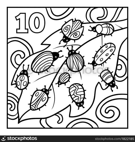 Coloring book for children, Ten bugs