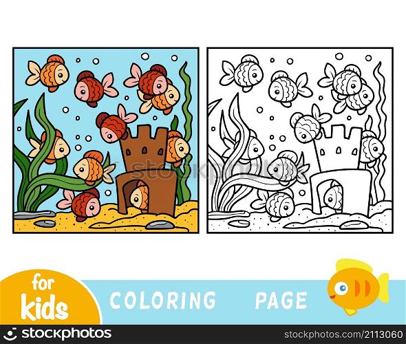 Coloring book for children, Ten fish