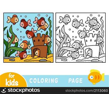 Coloring book for children, Ten fish
