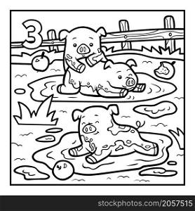 Coloring book for children, Three pigs