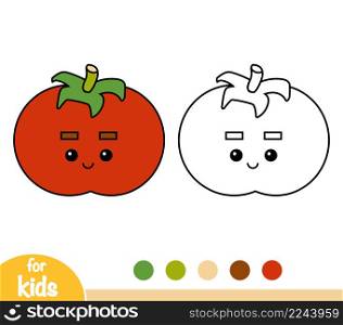 Coloring book for children, Tomato with a cute face