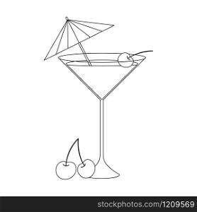 Coloring book for children. Vector illustration. cocktail with cherry and umbrella. Coloring book for children. Vector illustration. cocktail with c