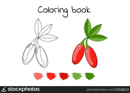 Coloring book for children. vector illustration. Goji berry. Coloring book for children. vector illustration.