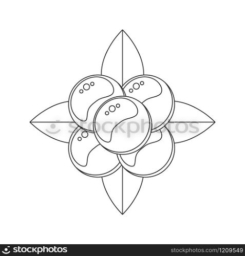 Coloring book for children. vector illustration, stone bramble, forest berries with leaves. Coloring book for children. vector illustration, stone bramble,