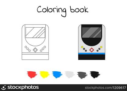 Coloring book for children. Vector illustration. subway train, metro Madrid. Coloring book for children. Vector illustration. subway train, m
