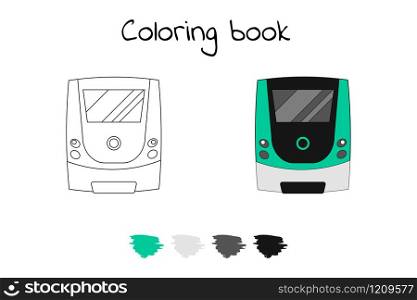 Coloring book for children. Vector illustration. subway train, metro Paris. Coloring book for children. Vector illustration. subway train, m