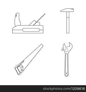 Coloring book for children. Vector illustration. tools, hammer, plane saw wrench. Coloring book for children. Vector. tools, hammer,