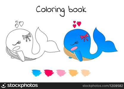 Coloring book for children. Vector illustration. Whale. Coloring book for children. Vector. Whale.