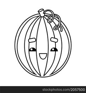 Coloring book for children, Watermelon with a cute face