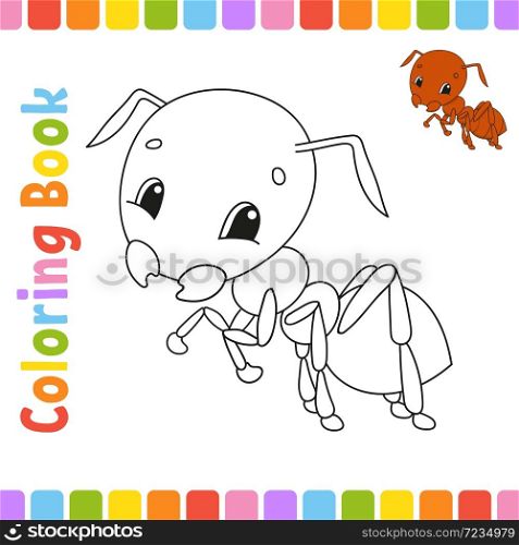 Coloring book for kids. Cheerful character. Vector illustration. Cute cartoon style. Fantasy page for children. Black contour silhouette. Isolated on white background.