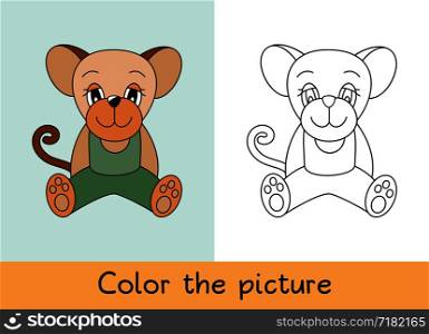 Coloring book. Mouse, rat. Cartoon animall. Kids game. Color picture. Learning by playing. Task for children