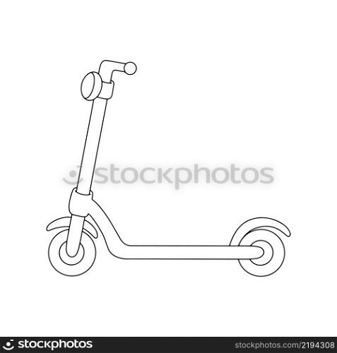 Coloring book page for kids. Electric scooter. Cartoon style. Vector illustration isolated on white background.