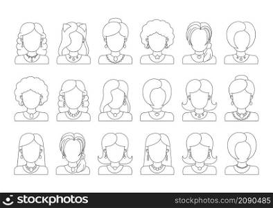 Coloring book page for kids. Woman heard. Cartoon style character. Vector illustration isolated on white background.