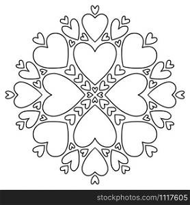 Coloring book page. Hearts print design for valentines day card. Coloring book page. Hearts print design for valentines day card.