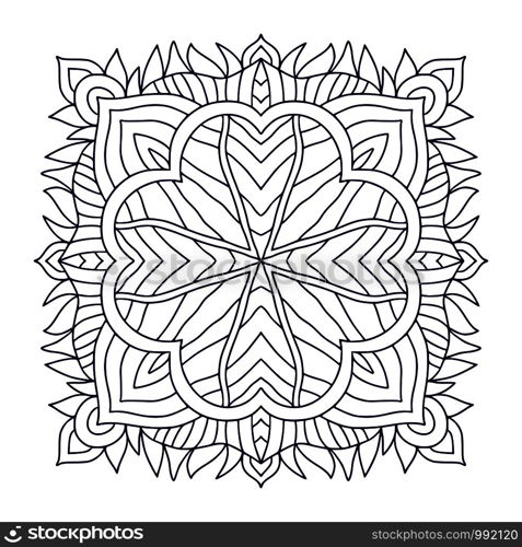 Coloring book page print. Vector black and white pattern background. Linear design decoration. Ornamental pattern with ornament. Coloring book page print. Vector black and white pattern background. Linear design decoration. Ornamental pattern with ornament.