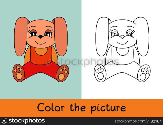 Coloring book. Rabbit. Cartoon animall. Kids game. Color picture. Learning by playing. Task for children