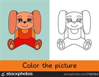 Coloring book. Rabbit. Cartoon animall. Kids game. Color picture. Learning by playing. Task for children
