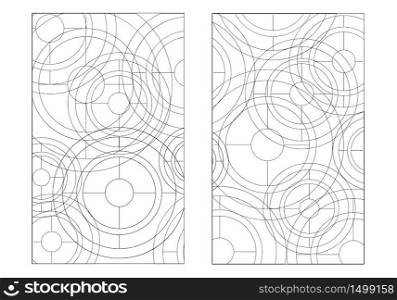 Coloring page composition art pattern. Coloring book for adult and children. Anxiety illustration. Horizontal composition.