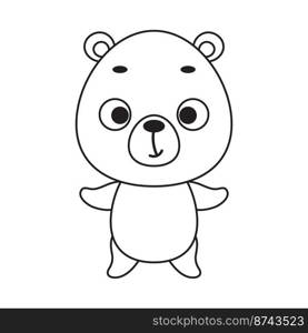 Coloring page cute little bear. Coloring book for kids. Educational activity for preschool years kids and toddlers with cute animal. Vector stock illustration