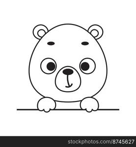 Coloring page cute little bear head. Coloring book for kids. Educational activity for preschool years kids and toddlers with cute animal. Vector stock illustration