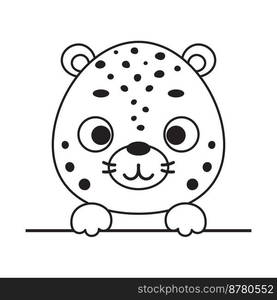 Coloring page cute little cheetah head. Coloring book for kids. Educational activity for preschool years kids and toddlers with cute animal. Vector stock illustration