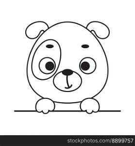Coloring page cute little dog head. Coloring book for kids. Edudogional activity for preschool years kids and toddlers with cute animal. Vector stock illustration