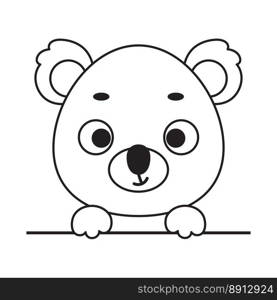 Coloring page cute little koala head. Coloring book for kids. Educational activity for preschool years kids and toddlers with cute animal. Vector stock illustration