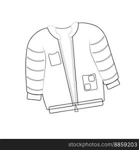 Coloring page. Jacket autumn winter. Vector illustration. Elements for coloring, printing, design illustrations in the style of outline. Coloring page. Jacket autumn winter. Vector illustration.