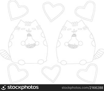 Coloring Page Outline Of cartoon fluffy cat. Coloring book for kids. Coloring Page Outline Of cartoon fluffy cat. Coloring book for kid
