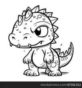 Coloring Page Outline Of Cute Dinosaur Cartoon Character Vector Illustration
