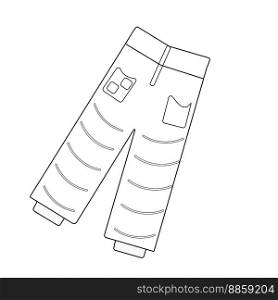 Coloring page. Ski pants winter, autumn. Vector illustration. Elements for coloring, printing, design illustrations in the style of outline. Coloring page. Ski pants winter, autumn. Vector illustration.