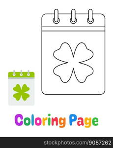 Coloring page with Calendar with Clover for kids