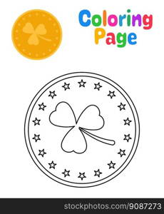 Coloring page with Clover Coin for kids